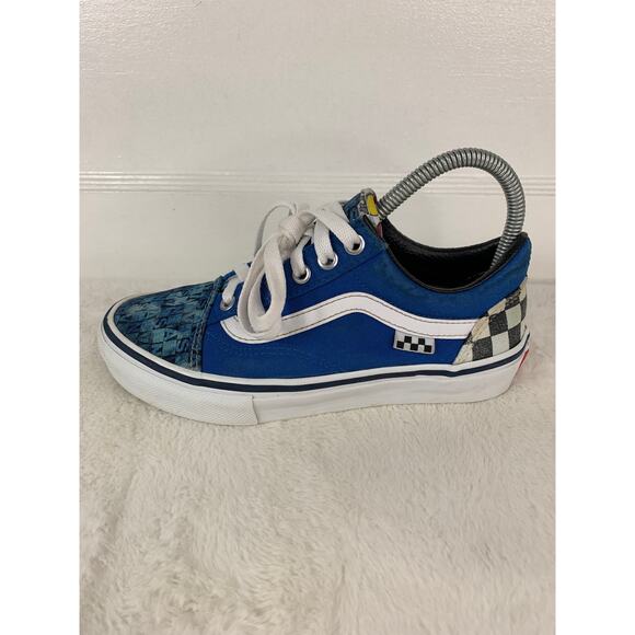 Vans PopCush Old Skool Blue Checkered Canvas Men’s Size 4.5 Skate Shoes - Picture 4 of 10